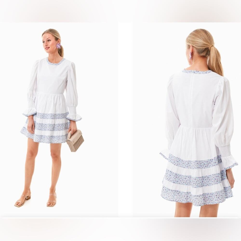 White and Blue Floral Women's Dress